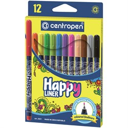 Ручки капиллярные (линеры) 12 ЦВЕТОВ CENTROPEN "Happy Liner", линия письма 0,3 мм, 2521/12, 2 2521 1202 101010143684 - фото 11522640