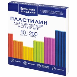 Пластилин классический BRAUBERG "АКАДЕМИЯ КЛАССИЧЕСКАЯ", 10 цветов, 200 г, стек, ВЫСШЕЕ КАЧЕСТВО, 106503 - фото 11523101