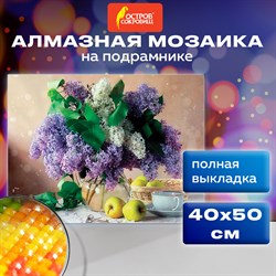 Картина стразами (алмазная мозаика) 40х50 см, ОСТРОВ СОКРОВИЩ "Букет сирени", на подрамнике, 662430 - фото 11532065