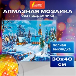 Картина стразами (алмазная мозаика) 30х40 см, ОСТРОВ СОКРОВИЩ "Зимний пейзаж", без подрамника, 662408 - фото 11532421