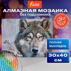 Картина стразами (алмазная мозаика) 30х40 см, ОСТРОВ СОКРОВИЩ "Волк", без подрамника, 662565 - фото 11532737