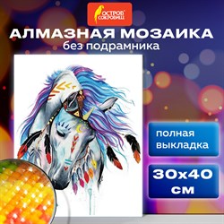 Картина стразами (алмазная мозаика) 30х40 см, ОСТРОВ СОКРОВИЩ "Индейская лошадь", без подрамника, 662403 - фото 11532809