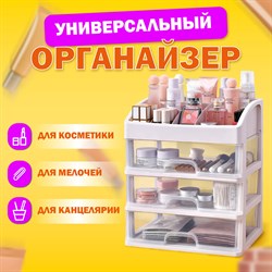 Органайзер для хранения косметики, канцтоваров, мелочей ТРИ УРОВНЯ, 26,6х17*23,5 см, DASWERK, 608477 101010608477 - фото 11534809