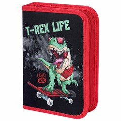 Пенал ПИФАГОР, 1 отделение, 2 откидные планки, полиэстер, 20х14 см, "T-Rex Life", 271513 - фото 11542046