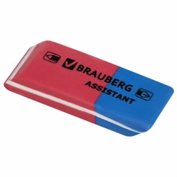 Ластик BRAUBERG "Assistant 80", 41х14х8 мм, красно-синий, прямоугольный, скошенные края, 221034 101010221034 - фото 11542580