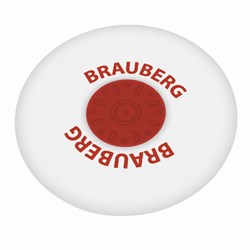 Ластик BRAUBERG "Universal", 30х30х8 мм, белый, круглый, красный пластиковый держатель, 222472 101010222472 - фото 11542881