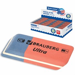 Ластик BRAUBERG "Ultra", 41х14х8 мм, красно-синий, натуральный каучук, 228708 101010228708 - фото 11542990