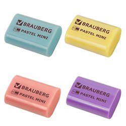 Ластик BRAUBERG "Pastel Mini", 27х18х10 мм, ассорти пастельных цветов, экологичный ПВХ, 229581 101010229581 - фото 11543358