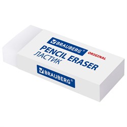 Ластик большой BRAUBERG EXTRA, 60х24х11 мм, белый, прямоугольный, экологичный ПВХ, картонный держатель, 228074 101010228074 - фото 11543507