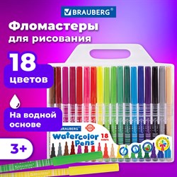 Фломастеры BRAUBERG "PREMIUM", 18 цветов, КОРПУС С ПЕЧАТЬЮ, вентилируемый колпачок, ПВХ-упаковка с европодвесом, 151943 101010151943 - фото 11546047