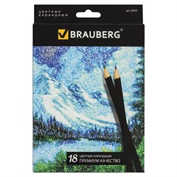 Карандаши цветные BRAUBERG "Artist line", 18 цветов, черный корпус, заточенные, высшее качество, 180554 101010180554 - фото 11546719