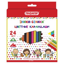 Карандаши цветные ПИФАГОР "ЭНИКИ-БЕНИКИ", 24 цвета, классические, заточенные, 181348 101010181348 - фото 11548114