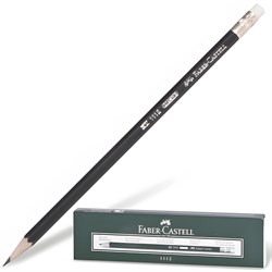 Карандаш чернографитный FABER-CASTELL, 1 шт., "1112", НВ, с ластиком, корпус черный, 111200 101010180379 - фото 11548464