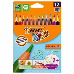 Карандаши цветные утолщенные BIC "Kids Evolution Triangle", 12 цветов, пластиковые, трехгранные, картонная упаковка, 8297356 101010180344 - фото 11548642