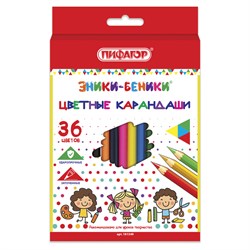 Карандаши цветные ПИФАГОР "ЭНИКИ-БЕНИКИ", 36 цветов, классические заточенные, 181349 101010181349 - фото 11548975