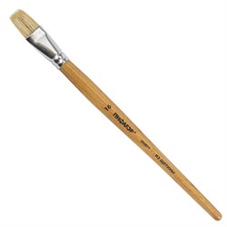 Кисть ПИФАГОР, ЩЕТИНА, плоская, № 16, деревянная лакированная ручка, пакет с подвесом, 200877 - фото 11550023