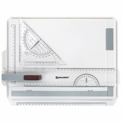 Доска чертежная А4, 370х295 мм, с рейсшиной и треугольником, BRAUBERG, 210535 101010210535 - фото 11551968