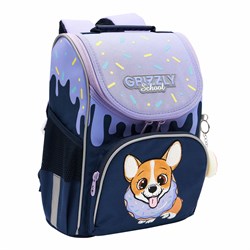 Ранец GRIZZLY анатомическая спинка, с мешком для обуви, для девочек, "CORGI", 33х25х13 см, RAm-384-3/3 - фото 11555869