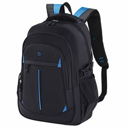 Рюкзак BRAUBERG TITANIUM универсальный, 3 отделения, черный, синие вставки, 45х28х18 см, 224734 - фото 11556580