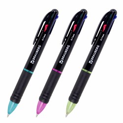 Ручка многоцветная шариковая автоматическая MULTICOLOR 4 ЦВЕТА, 0,7 мм, корпус ассорти, BRAUBERG, 143936 - фото 11568449