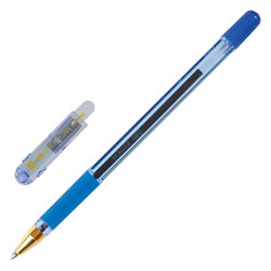Ручка шариковая масляная с грипом MUNHWA "MC Gold", СИНЯЯ, корпус тонированный синий, узел 0,7 мм, линия письма 0,5 мм, BMC07-02 - фото 11570137
