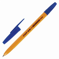 Ручка шариковая STAFF "C-51", СИНЯЯ, корпус оранжевый, узел 1 мм, линия письма 0,5 мм, 143332 - фото 11570328