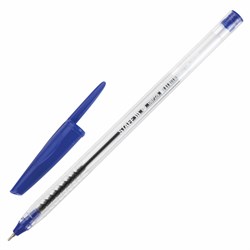 Ручка шариковая масляная STAFF "EVERYDAY" OBP-226, СИНЯЯ, корпус прозрачный, игольчатый узел 0,7 мм, линия письма 0,35 мм, 141705 - фото 11570746