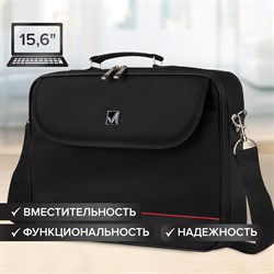 Сумка-портфель BRAUBERG с отделением для ноутбука 15,6", "Profi", откидная крышка, черная, 40х30х7 см, 240441 101010240441 - фото 11583211