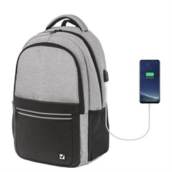 Рюкзак BRAUBERG URBAN универсальный, с отделением для ноутбука, USB-порт, Detroit, серый, 46х30х16 см, 229894 - фото 11583291