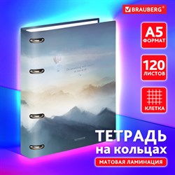 Тетрадь на кольцах А5 160х212мм, 120л, картон,матовая ламинация, клетка, BRAUBERG, Аниме new, 404724 - фото 11584985