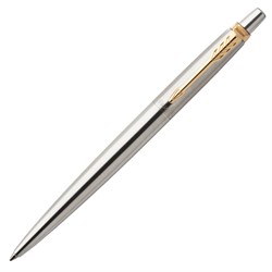 Ручка гелевая PARKER "Jotter Stainless Steel GT", корпус серебристый, позолоченные детали, черная, 2020647 101010142843 - фото 11589081