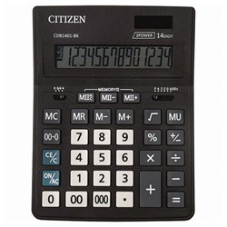 Калькулятор настольный CITIZEN BUSINESS LINE CDB1401BK (205x155 мм), 14 разрядов, двойное питание - фото 5834056
