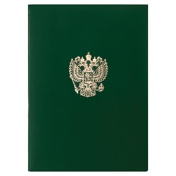Папка адресная бумвинил с гербом России, формат А4, зеленая, индивидуальная упаковка, STAFF "Basic", 129581 - фото 9979479