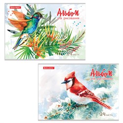 Альбом для рисования А4 24 л., скоба, обложка картон, BRAUBERG, 202х285 мм, "Райские птички" (2 вида), 105609 - фото 9982953