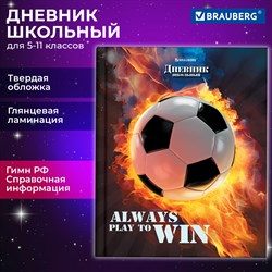 Дневник 5-11 класс 48 л., твердый, BRAUBERG, глянцевая ламинация, с подсказом, "Футбол", 106880 - фото 9987133