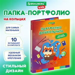 Папка-портфолио дошкольника "КОШЕЧКА", 4 кольца, 20 файлов, 10 вкладышей, 7БЦ матовая, BRAUBERG KIDS, 115237 - фото 9991403