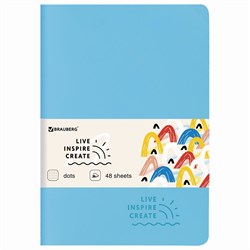 Тетрадь 48 л. в точку обложка кожзам SoftTouch, сшивка, A5 (147х210мм), ГОЛУБОЙ, BRAUBERG RAINBOW, 403883 - фото 9994641