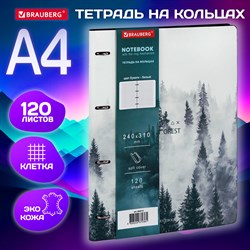 Тетрадь на кольцах БОЛЬШАЯ А4 (240х310 мм), 120 л., под кожу, BRAUBERG VISTA, "Туман", 404515 - фото 9998084