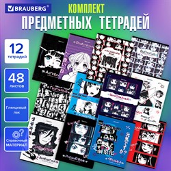 Тетради предметные, КОМПЛЕКТ 12 ПРЕДМЕТОВ, 48 л., глянцевый УФ-лак, BRAUBERG, "ANIME", 404608 - фото 9999251