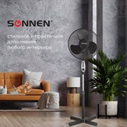 Вентилятор напольный SONNEN FS40-A55, d=40 см, 45 Вт, 3 скоростных режима, таймер, черный, 451035