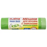 Мешки для мусора биоразлагаемые с завязками LAIMA "ULTRA" 35 л, рулон 20 шт., прочные, ПНД 14 мкм, 50х60 см, 607688 101010607688