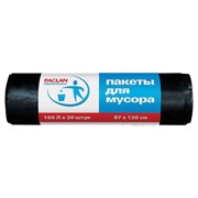 Мешки для мусора 160 л, черные, в рулоне 20 шт., ПВД, 30 мкм, 87х120 см, PACLAN "Professional", 1338607 101010604082