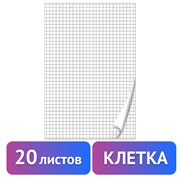 Блокнот для флипчарта ПЛОТНЫЙ 80 г/м2, BRAUBERG, 67,5х98 см, 20 листов, белый (КЛЕТКА), 128645 101010128645