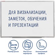 Доска магнитно-маркерная 60х90 см, алюминиевая рамка, ГАРАНТИЯ 10 ЛЕТ, РОССИЯ, BRAUBERG Стандарт, 235521 101010235521