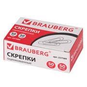 Скрепки большие 50 мм, BRAUBERG, оцинкованные, 50 шт., в картонной коробке, 227589 101010227589