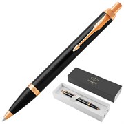 Ручка шариковая PARKER "IM Core Black Lacquer GT", черный глянцевый лак, позолота, синяя, 1931666 101010142533