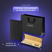 Ручка перьевая GALANT Versus, корпус золотистый, ежедневник недатированный А5 черный, пакет, 880906 101010880906