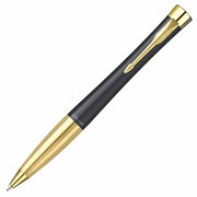 Ручка шариковая PARKER "Urban Twist Black GT", корпус черный, позолоченные детали, синяя, 2143640 101010143930