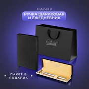 Ручка шариковая GALANT "Marburg", корпус серебристый, ежедневник недатированный А5 черный, пакет, 880905 101010880905