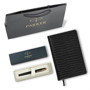 Ручка перьевая PARKER "IM Core Black Lacquer GT", ежедневник А5 черный, пакет, 880900 101010880900